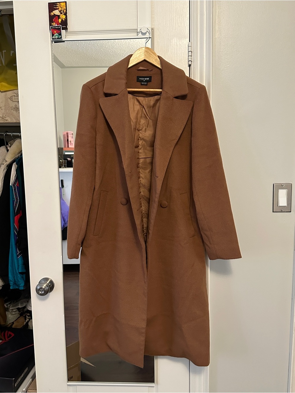 Noise Farah Long Coat in Brown
